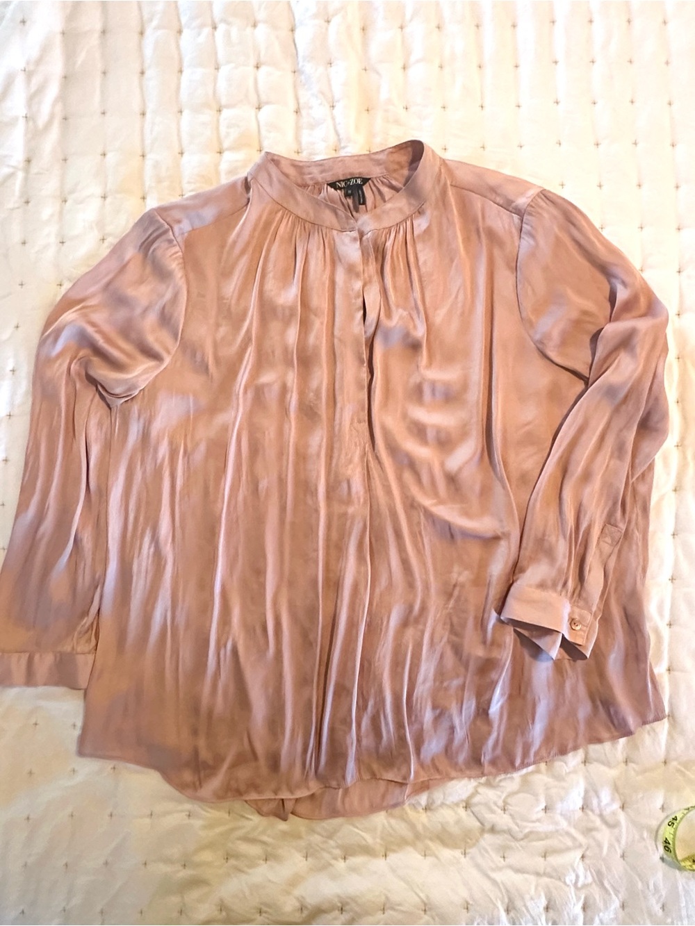 Nic & Zoe Rose Pink Satin Button Front Blouse 1X - Picture 3 of 12